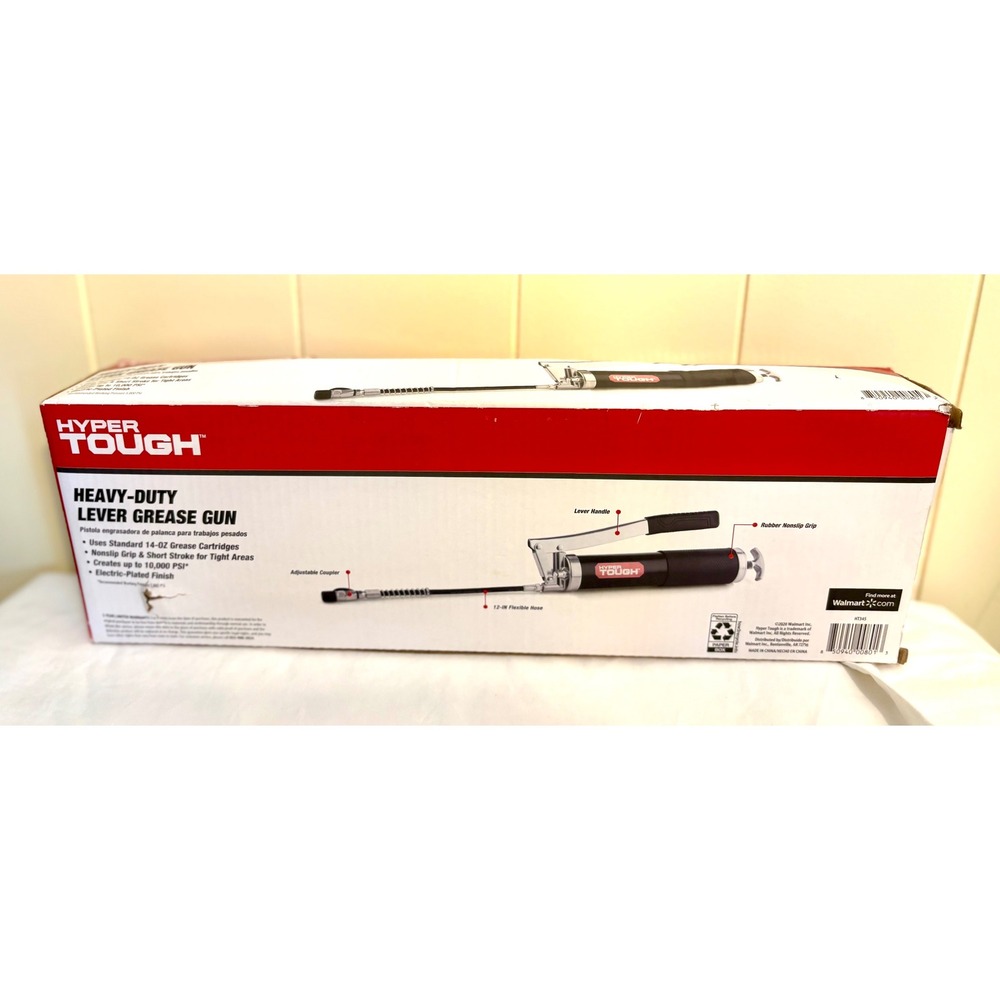 Hyper Tough Heavy-Duty‎ Lever Grease Gun 10000 PSI HT343 Black Red New